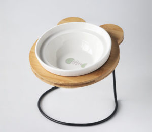 Ceramic mangkuk kucing dengan stand