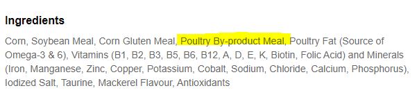 Poultry dalam makanan kucing